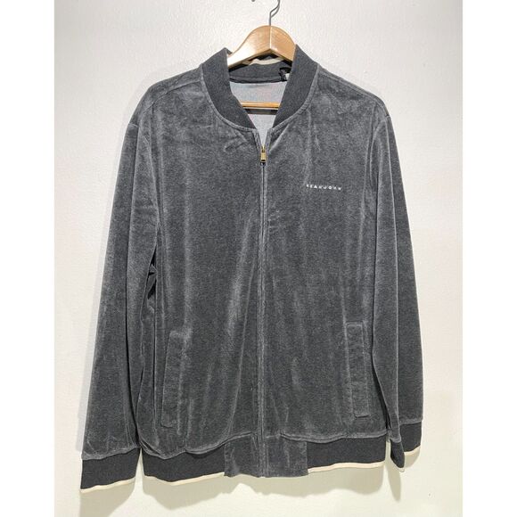 Sean John velour track jacket velvet sweatshirt full zip athleisure gray men XXL - Picture 1 of 8